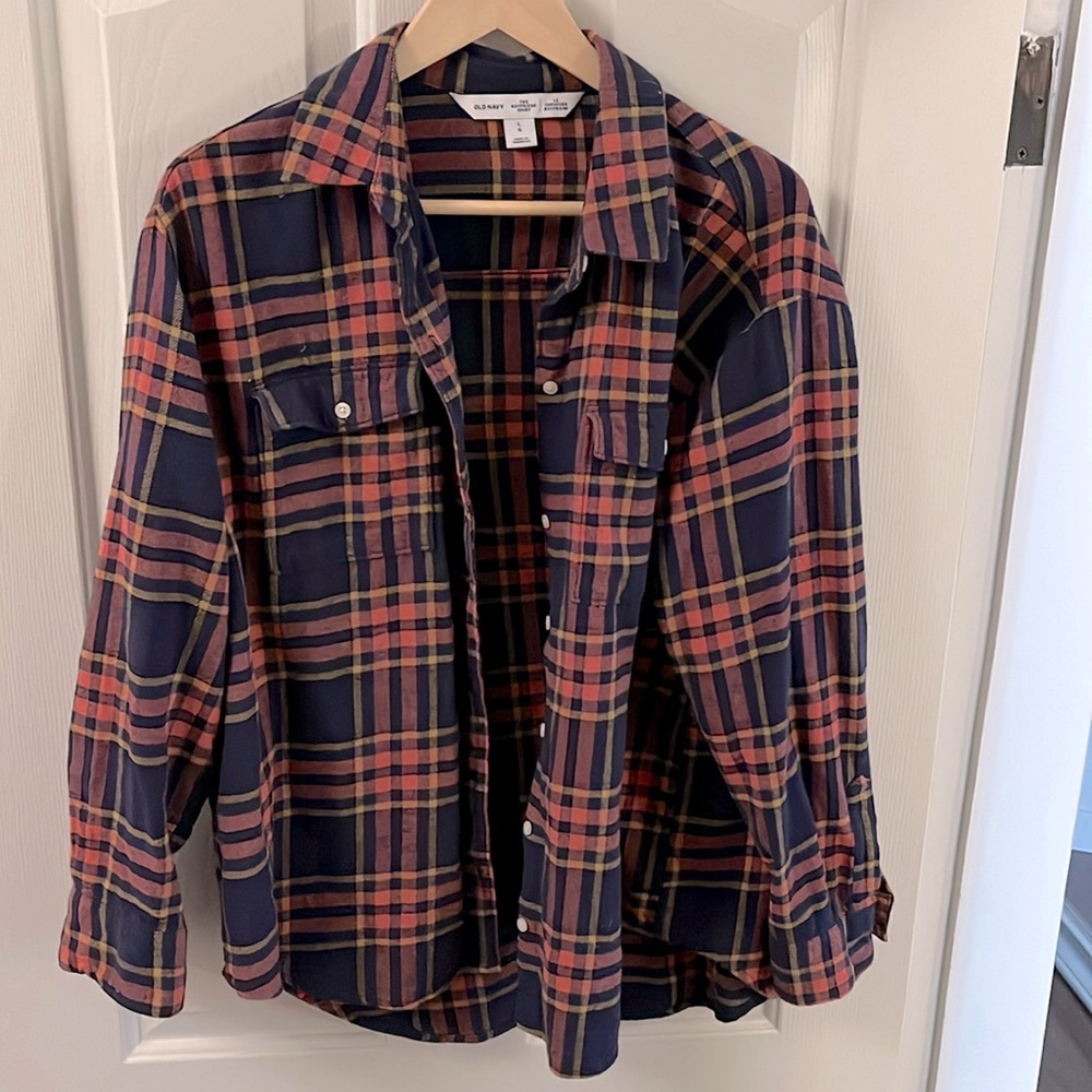 Fleece plaid boyfriend shirt